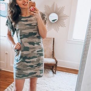 Lucky Brand Camo Dress w/ ruffle sleeves